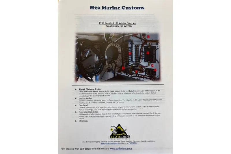 Slide: The Image of 1999 Robalo 2120 Center Console wiring diagram for 50 AMP house system by H2O Marine Customs. - 31