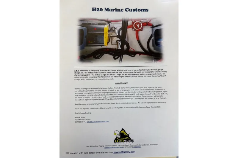 Slide: The Image of H2O Marine Customs maintenance guide for 1999 Robalo 2120 Center Console boat. - 32