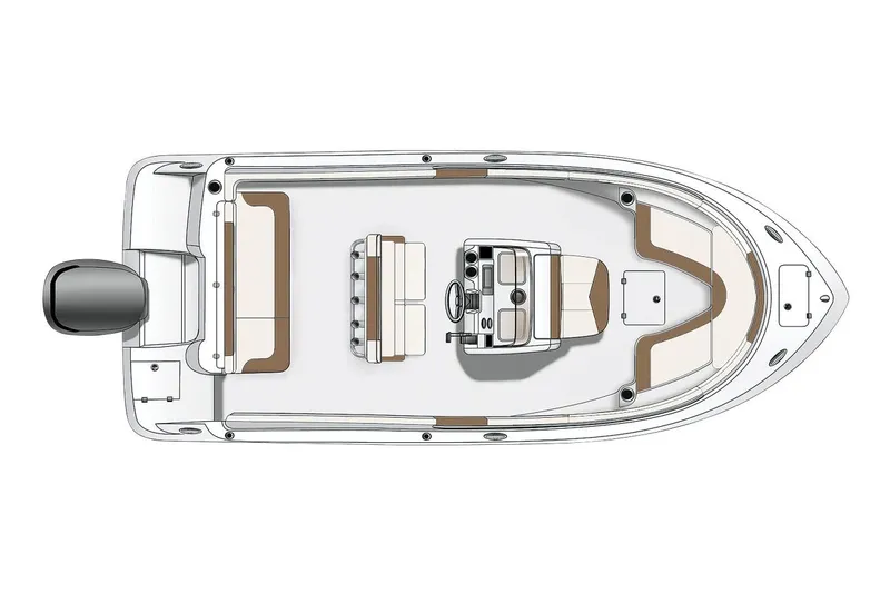 Slide: The Image of Manufacturer Provided Image: Top view of a 2019 Robalo R222 Explorer boat layout. - 8