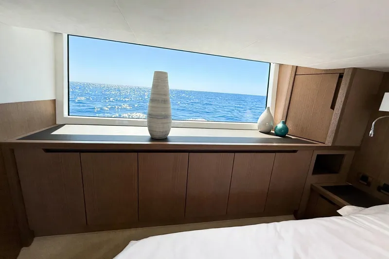 Slide: The Image of Luxurious interior of 2019 Galeon 485 HTS yacht with ocean view window. - 28