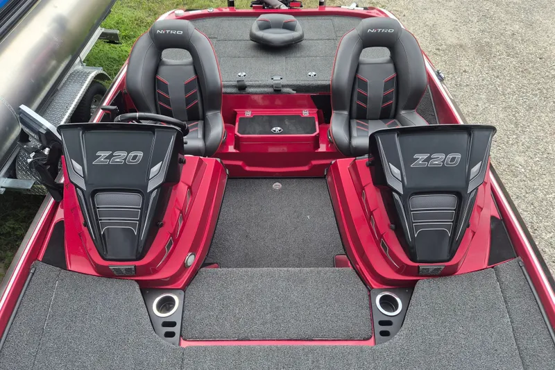 Slide: The Image of 2021 Nitro Z20 boat interior with dual seats and sleek design. - 22