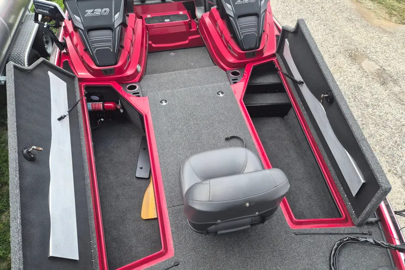 Slide: The Image of 2021 Nitro Z20 boat interior with seating and storage compartments. - 23
