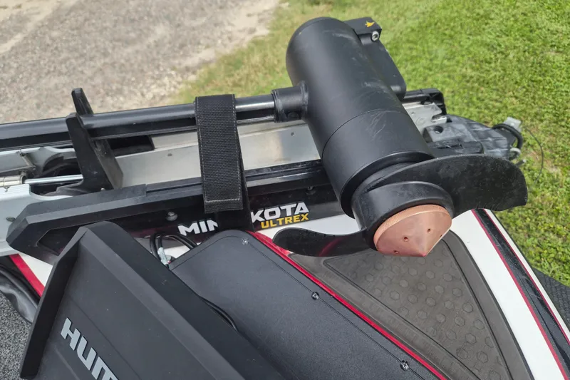 Slide: The Image of 2021 Nitro Z20 boat with Minn Kota Ultrex trolling motor on grassy background. - 27