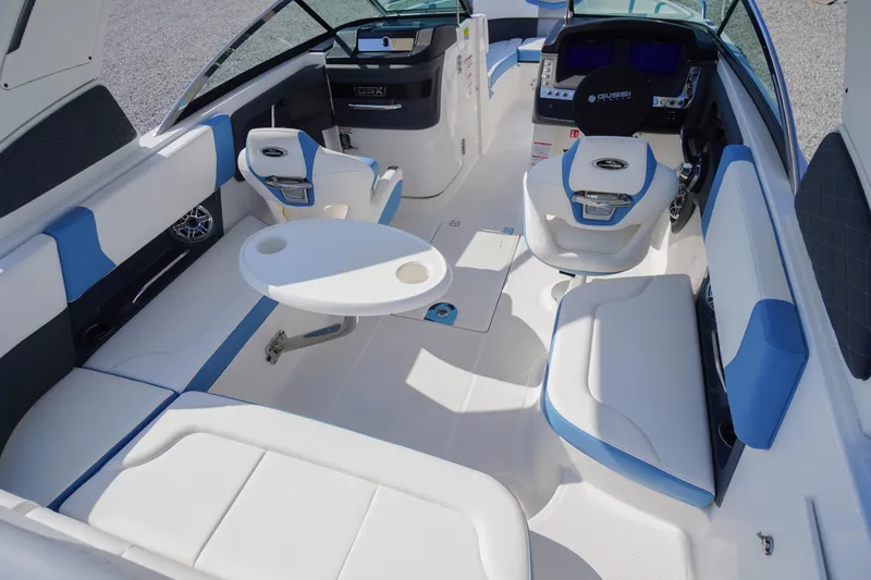 Slide: The Image of Interior of 2026 Chaparral 270 OSX boat with modern seating and sleek design. - 37