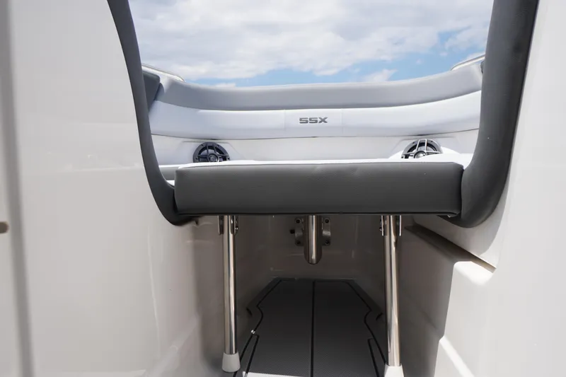 Slide: The Image of 2026 Chaparral SSX 4 boat interior with sleek seating and modern design. - 18