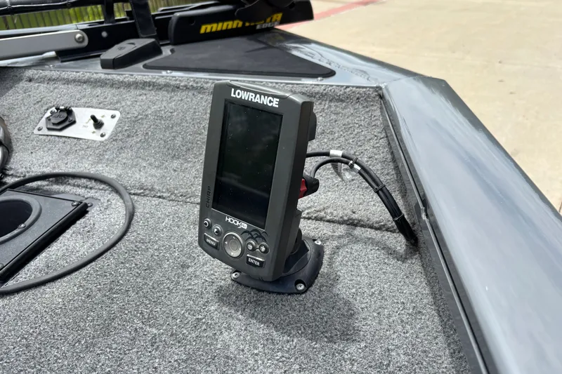Slide: The Image of Lowrance fish finder on 2018 Tracker Pro Team 190 TX boat deck. - 13
