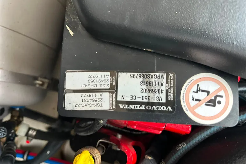 Slide: The Image of Volvo Penta engine label on 2021 Regal 28 Express boat. - 30