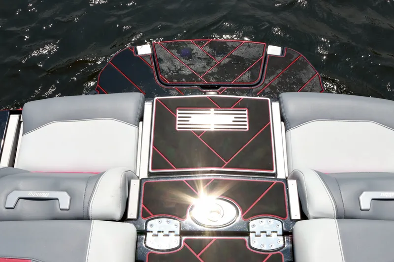 Slide: The Image of 2023 Malibu Wakesetter 25 LSV boat interior with stylish seating and sleek design. - 10