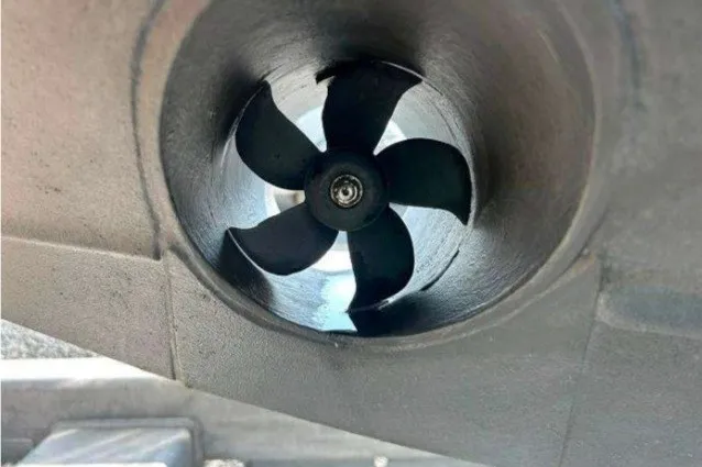 Slide: The Image of Close-up of a 2023 Pursuit S 378 Sport boat propeller in a tunnel. - 19