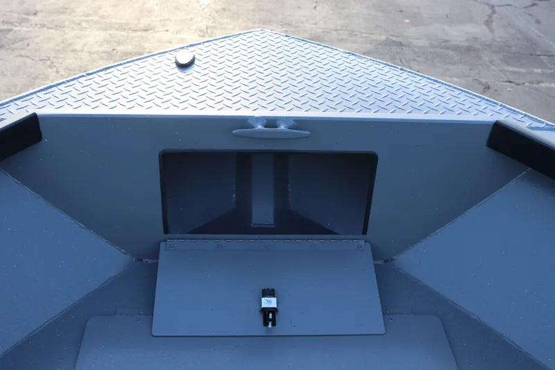 Slide: The Image of Bow of 2027 Alumaweld Adventurer 20 boat with diamond plate flooring. - 9