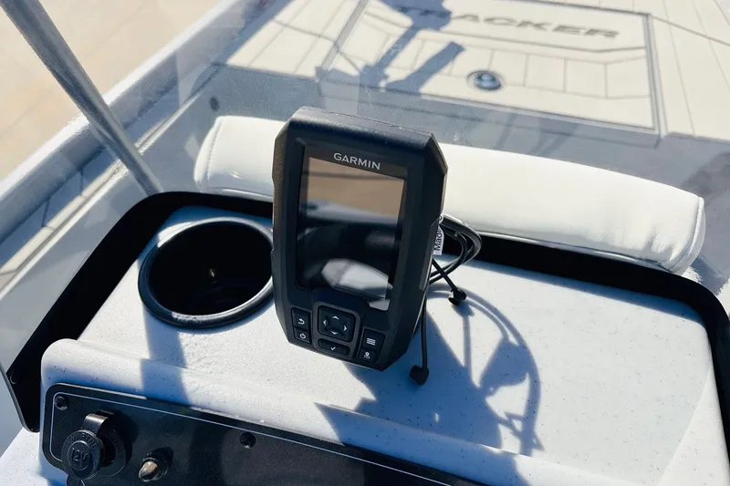 Slide: The Image of Garmin device on 2027 Tracker Bass Tracker Classic CC boat dashboard. - 21