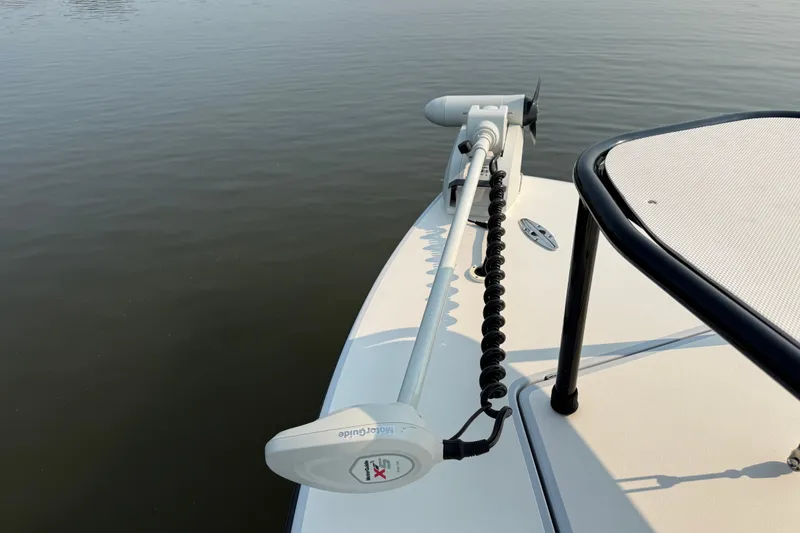 Slide: The Image of 2020 Maverick 18 HPX-V boat with trolling motor on calm water. - 28
