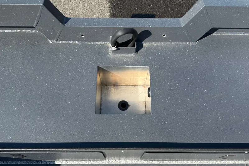 Slide: The Image of Alumaweld Adventurer 22 boat deck detail, 2027 model, featuring a recessed compartment. - 20