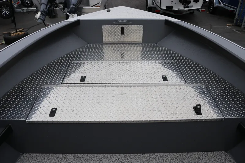 Slide: The Image of Alumaweld Super Vee Pro 23 boat deck with diamond plate flooring, 2027 model. - 7