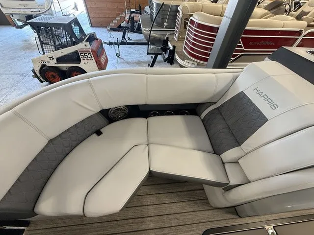 Slide: The Image of The 2021 Harris Solstice 250 SLDH features luxurious, cushioned seating in a modern design. - 13
