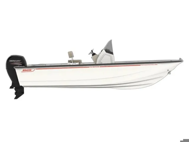 Slide: The Image of The image shows a 2026 Boston Whaler 210 Montauk boat with an outboard motor. - 3