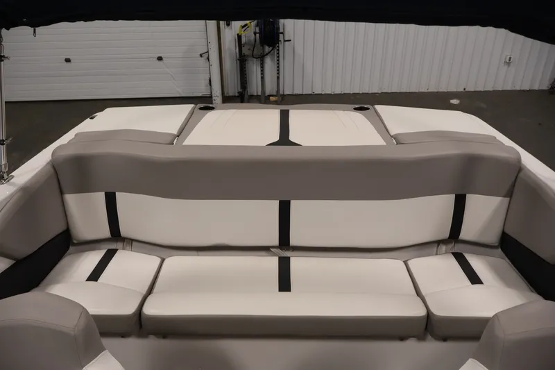 Slide: The Image of 2017 Four Winns H190 boat interior with gray and white seating. - 36