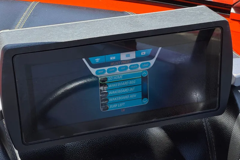 Slide: The Image of Touchscreen display in a 2018 Malibu Wakesetter 22 MXZ boat showing wakeboarding presets. - 33