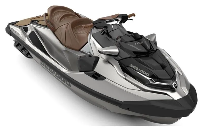Slide: The Image of A silver Sea-Doo GTX Limited 300 jet ski with brown seats and an integrated sound system. - 1