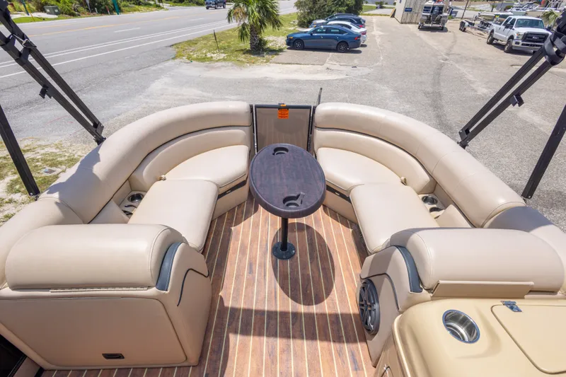 Slide: The Image of Luxurious 2017 South Bay 523SL pontoon boat with plush seating and sleek design. - 26