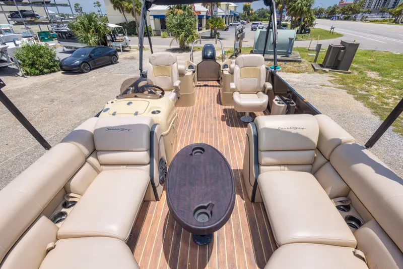 Slide: The Image of Luxurious 2017 South Bay 523SL pontoon boat with spacious seating and elegant design. - 27