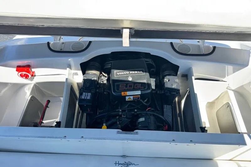 Slide: The Image of Engine compartment of a 2001 Four Winns 180 Horizon boat with Volvo Penta 5.0 GL engine. - 14
