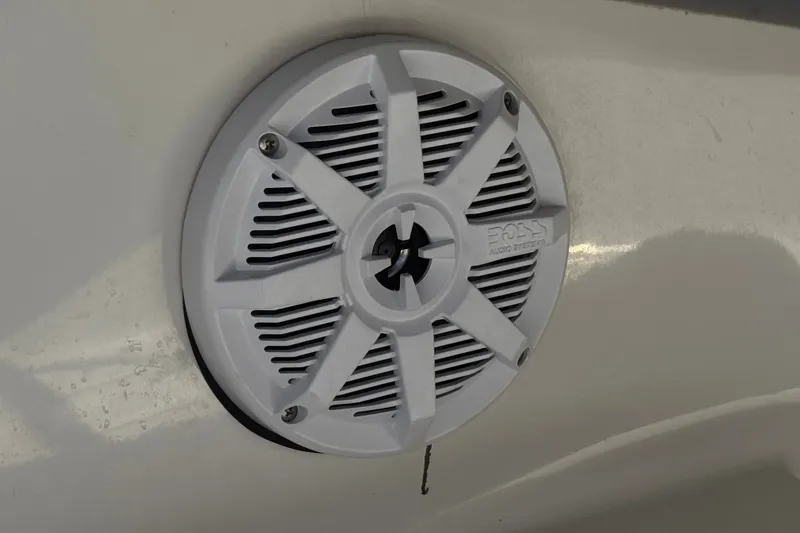 Slide: The Image of Close-up of a Boss audio speaker on a 2001 Four Winns 180 Horizon boat. - 22