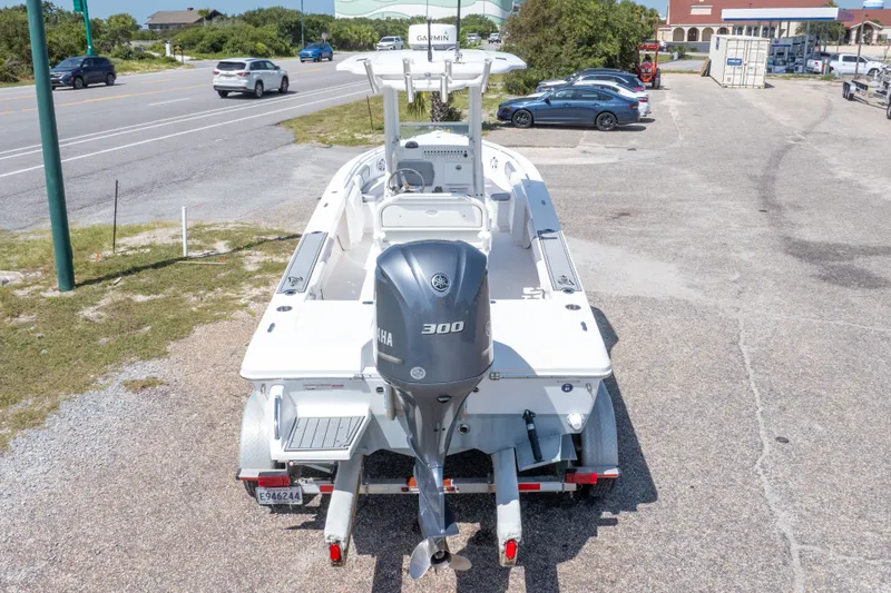 Slide: The Image of 2012 Everglades 243 Center Console boat with Yamaha 300 engine on trailer. - 49