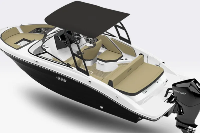 Slide: The Image of 2026 Sea Ray SPX 210 Outboard boat with sleek design and spacious seating. - 2