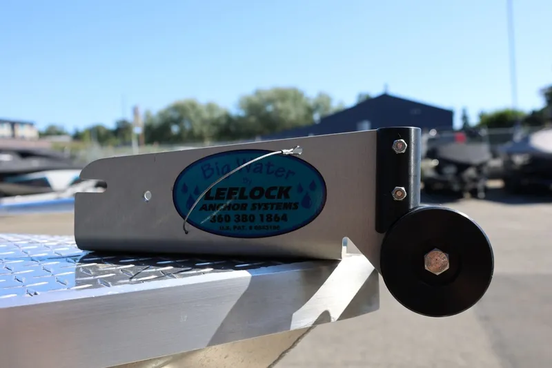 Slide: The Image of Leelock anchor system on 2025 Thunder Jet 200 Luxor boat, sunny outdoor setting. - 61