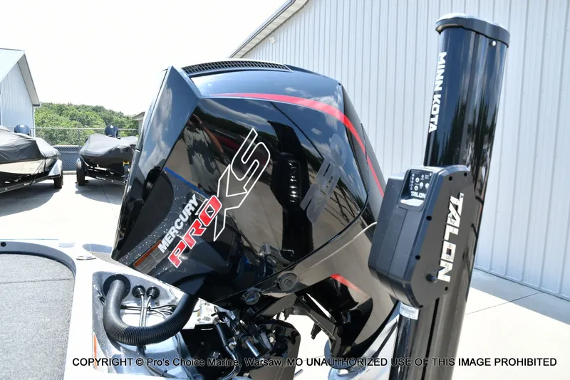 Slide: The Image of A Mercury Pro XS outboard motor on a Nitro Z21 Pro boat, with Minn Kota Talon anchor. - 25
