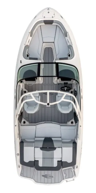 Slide: The Image of Overhead view of a modern Chaparral SSi 21 boat with sleek design and comfortable seating. - 2