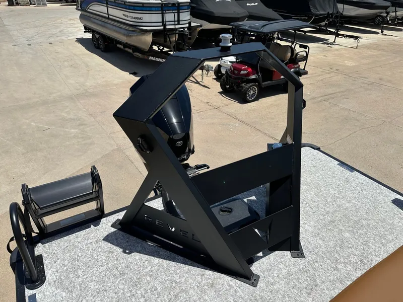 Slide: The Image of A modern boat with a unique geometric design on the deck, surrounded by other boats. - 39