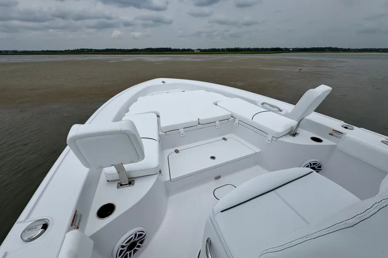 Slide: The Image of 2027 Sportsman Masters 267 Bay Boat with spacious seating on calm waters. - 12