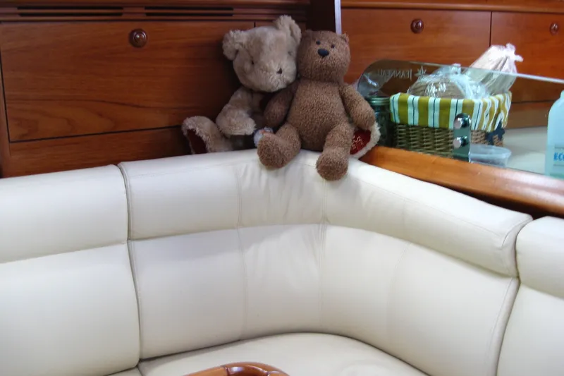 Slide: The Image of Teddy bears on a Jeanneau Sun Odyssey 37 yacht's cozy interior seating, 2004 model. - 20