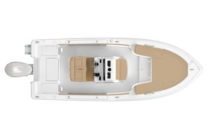 Slide: The Image of Manufacturer Provided Image: Top view of 2025 Sportsman Masters 227 Bay Boat with beige seating. - 9
