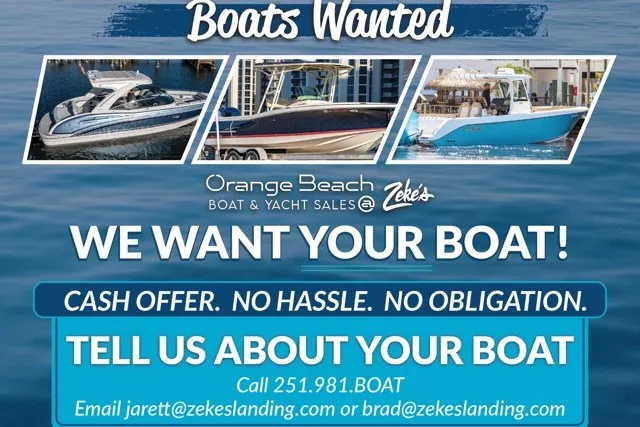 Slide: The Image of Boats Wanted advertisement by Orange Beach Boat & Yacht Sales, featuring various boat images. - 36
