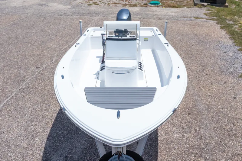 Slide: The Image of 2015 Sportsman Island Reef 17 Center Console boat on a trailer, viewed from above. - 5