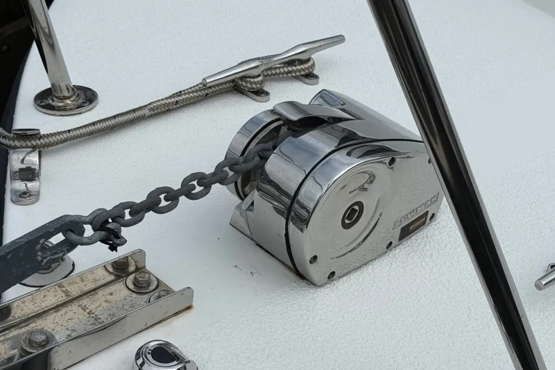 Slide: The Image of Anchor windlass on 2020 Eastern 248 Islander boat deck. - 1