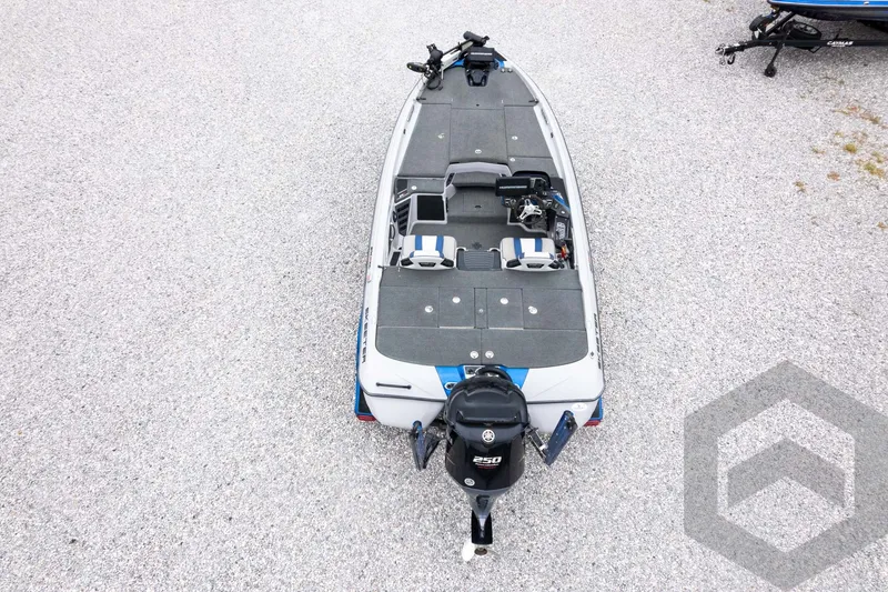 Slide: The Image of 2020 Skeeter FXR20 Limited boat, aerial view, showcasing deck layout and motor. - 30