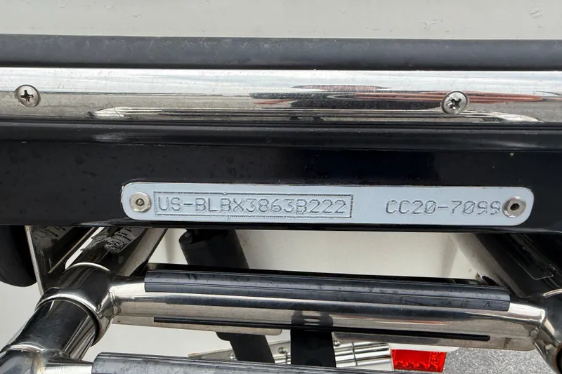 Slide: The Image of 2022 Bayliner Trophy T20CX boat identification plate with serial number. - 8