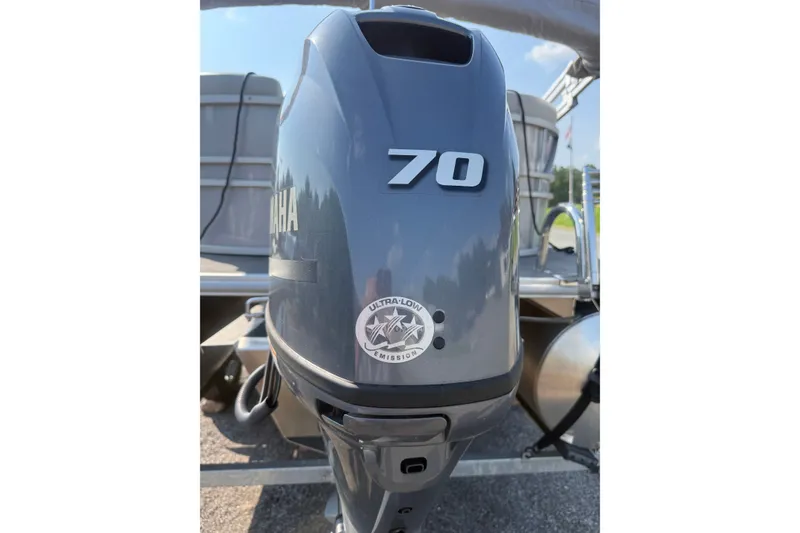 Slide: The Image of 2024 Sylvan Mirage 820 LZ with Yamaha 70 outboard motor, ultra-low emission. - 4