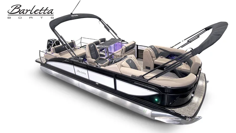 Slide: The Image of 2027 Barletta Cabrio C24UE pontoon boat with luxurious seating and modern design. - 4