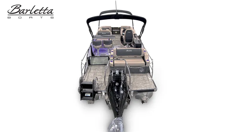 Slide: The Image of The image shows a 2027 Barletta CABRIO C24UE boat with luxurious interior and an outboard motor. - 6