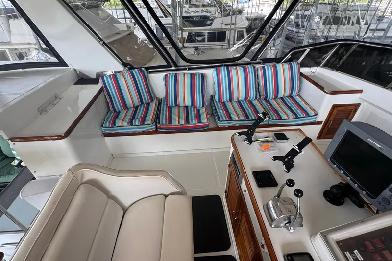 Slide: The Image of Enclosed Flybridge Seating Looking Port - 25