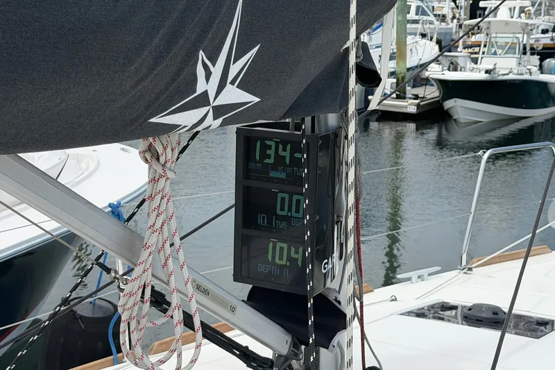 Slide: The Image of Jeanneau Sun Odyssey 349 Performance 2022 sailboat with navigation instruments at marina. - 9