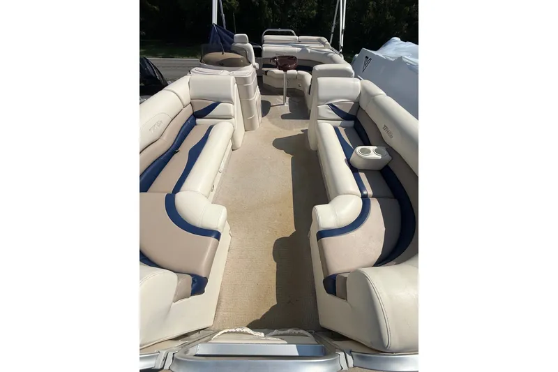 Slide: The Image of Luxurious interior of 2006 Triton Summit Pontoon 220 T Platinum with plush seating. - 4
