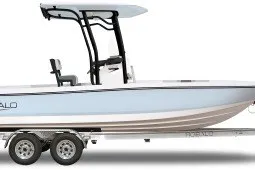 The Image of 2027 Robalo 226 Cayman boat on trailer, side view. - 0