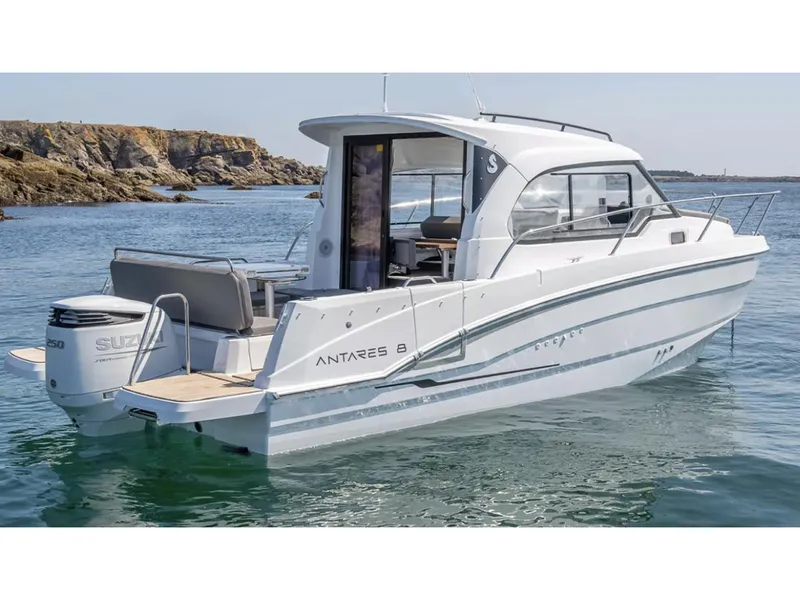 Slide: The Image of Manufacturer Provided Image: 2025 Beneteau Antares 8 boat on water, featuring sleek design and modern amenities. - 2