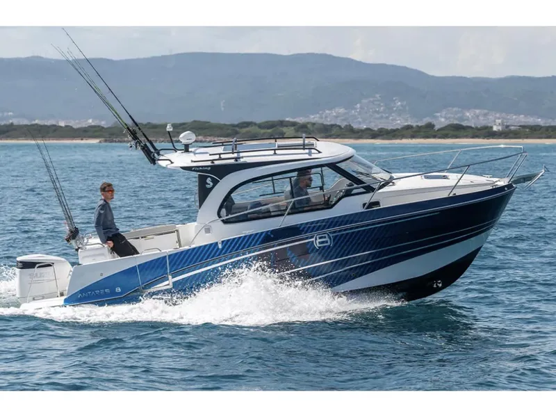 Slide: The Image of Manufacturer Provided Image: 2026 Beneteau Antares 8 Fishing boat cruising on open water. - 1